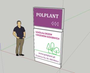 Pylon reklamowy LED Aluminium plexi Polplant Średzina - wizualizacja